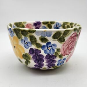 Table Tops Unlimited Jardine Hand Painted Collection Floral Ceramic Bowl